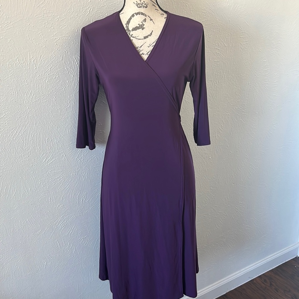 Purple Wrap Midi Dress